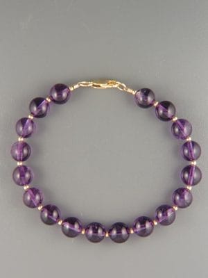 Amethyst Bracelet - 8mm round stones - A939