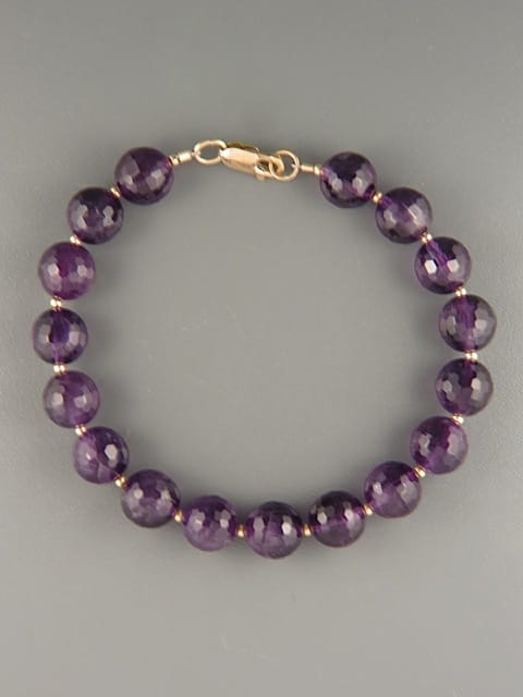 Amethyst Bracelet - 10mm round faceted stones - A941