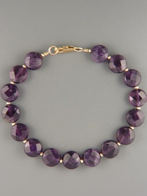 Amethyst Bracelet - 10mm faceted discs - A938