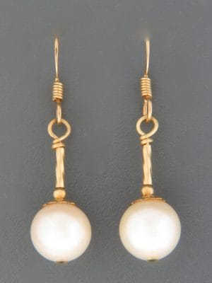 10mm White Pacific Pearl Earrings - 14ct Gold Filled - YW10HG