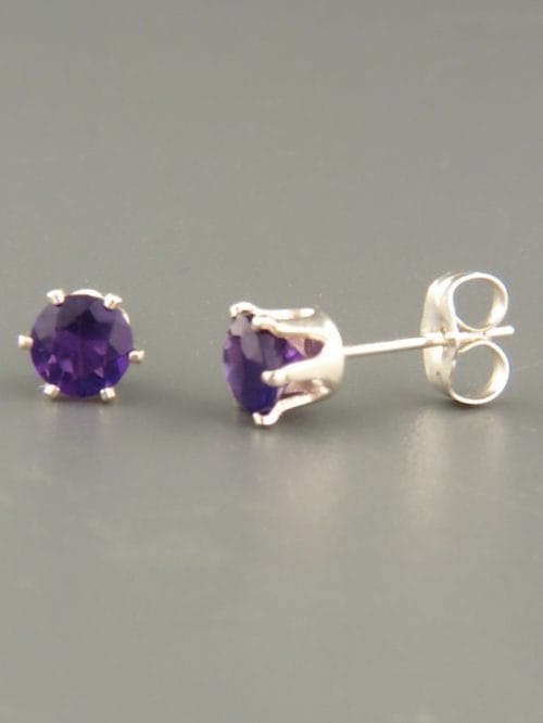 Amethyst Earrings - Sterling Silver stud - 5mm stones - A505