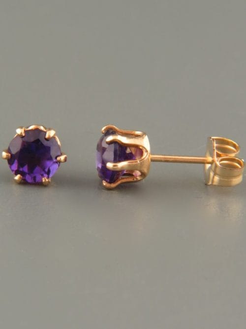 Amethyst Earrings - Gold stud - 5mm stones - A505G