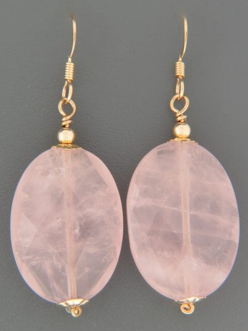 Rose Quartz Earrings - 14ct Gold Filled - RQ527G