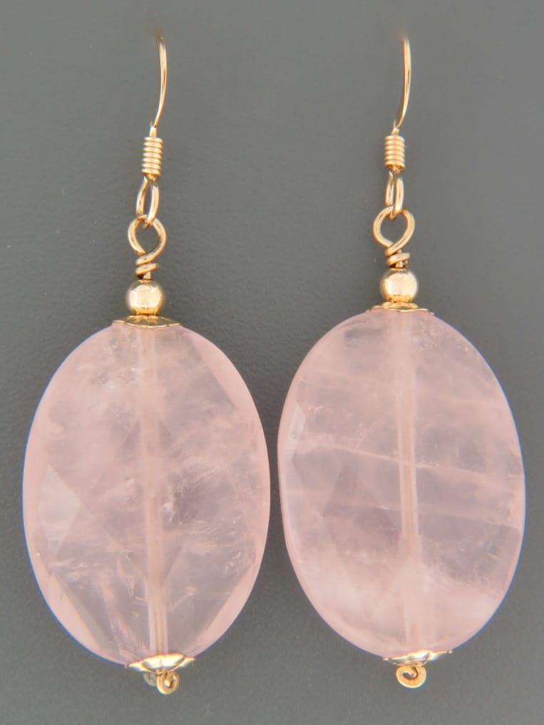 Rose Quartz Earrings - 14ct Gold Filled - RQ527G