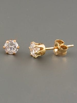 White Topaz Earrings - Gold stud - 4mm stones - WT504G