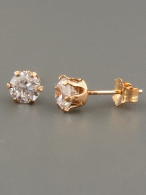 White Topaz Earrings - Gold stud - 5mm stones - WT505G
