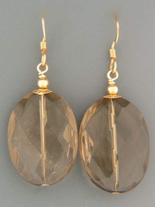 Smokey Quartz Earrings - 14ct Gold Filled - SQ521G