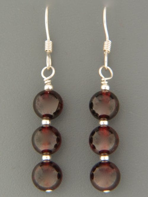 Garnet Earrings - Sterling Silver - G511