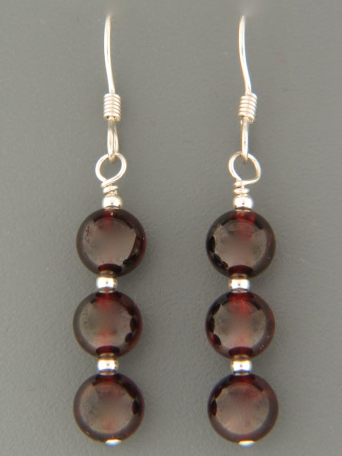 Garnet Earrings - Sterling Silver - G511