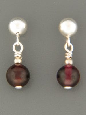 Garnet Earrings - Sterling Silver - G527