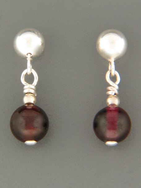 Garnet Earrings - Sterling Silver - G527