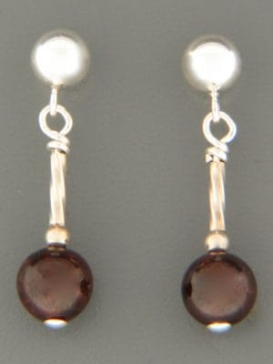 Garnet Earrings - Sterling Silver - G542