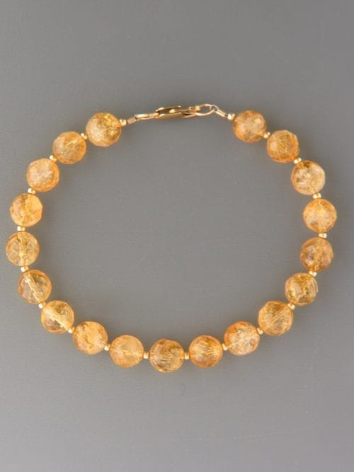 Citrine Bracelet - 8mm round faceted stones - C908