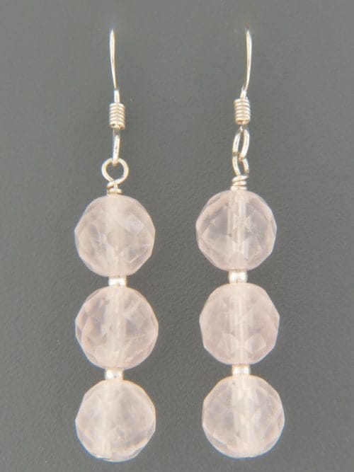 Rose Quartz Earrings - Sterling Silver - RQ503