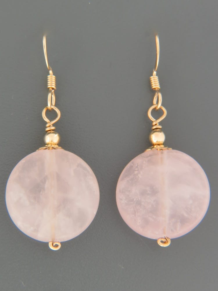Rose Quartz Earrings - 14ct Gold Filled - RQ510G