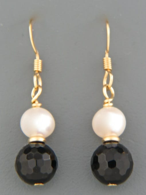 Onyx Earrings with Pearls - 14ct Gold Filled - OX504G