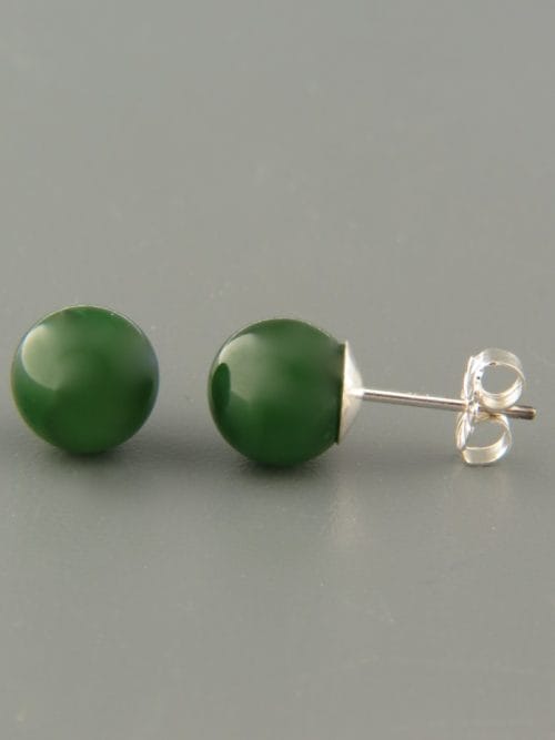 Jade Earrings - Sterling Silver stud - 8mm stones - J505