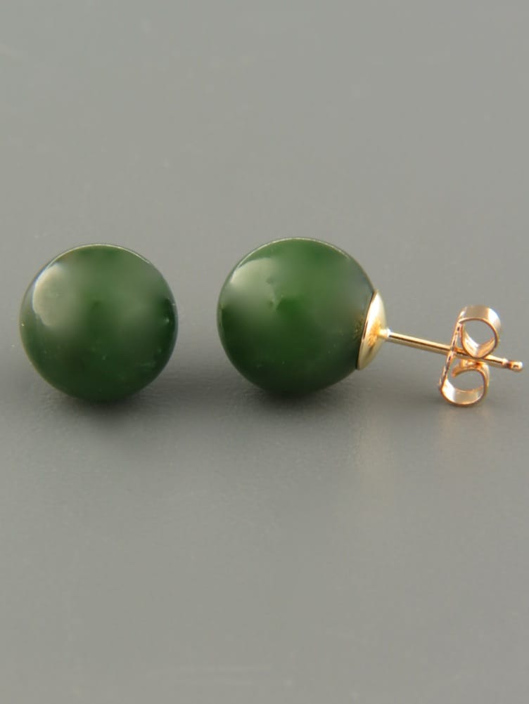 Jade Earrings - Gold stud - 8mm stones - J505G