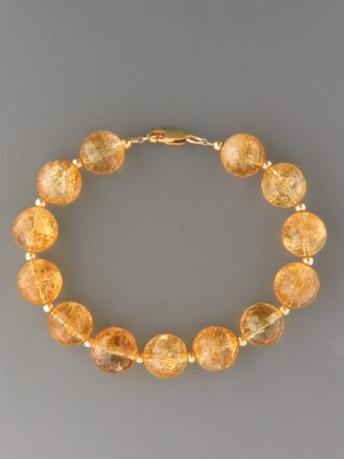Citrine Bracelet - 12mm round faceted stones with round beads - C912