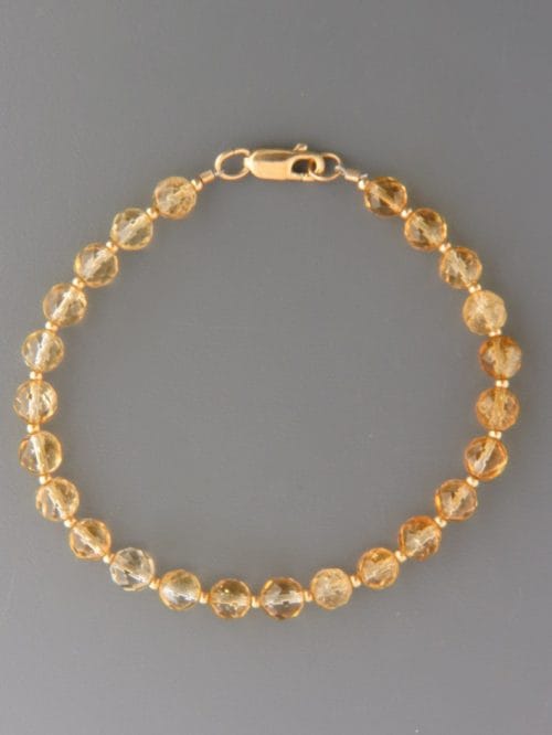 Citrine Bracelet - 6mm round faceted stones with round beads - C913