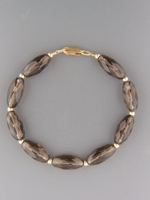 Smokey Quartz Bracelet - tubular faceted stones - SQ917