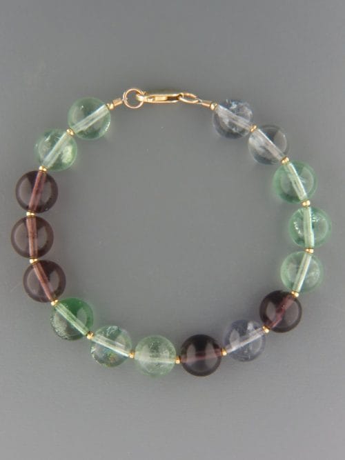 Fluorite Bracelet - 10mm round stones with 2mm round beads - F907