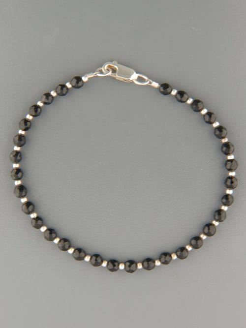 Onyx Bracelet - 4mm round faceted stones with round beads - OX919