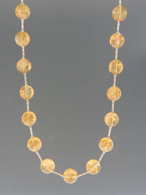 Citrine Necklace - 10mm round with twist beads - 49cm - C028