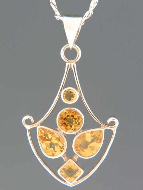 Citrine Pendant - Sterling Silver - C348