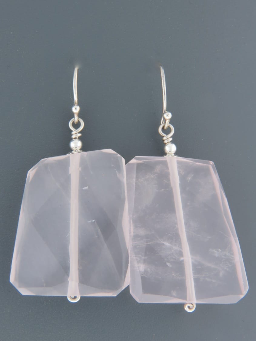 Rose Quartz Earrings - Sterling Silver - RQ502