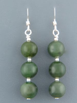Jade Earrings - Sterling Silver - 8mm round stones - J510