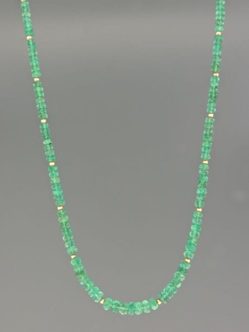 Emerald Necklace - faceted roundels with gold beads - E037