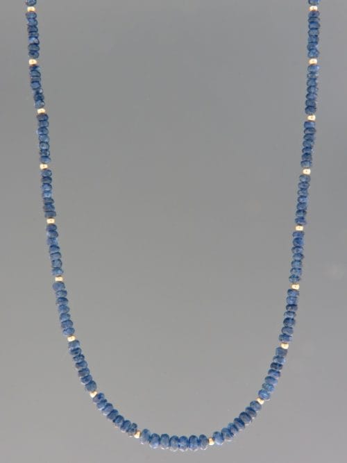 Sapphire Necklace - faceted roundels with gold beads - S032