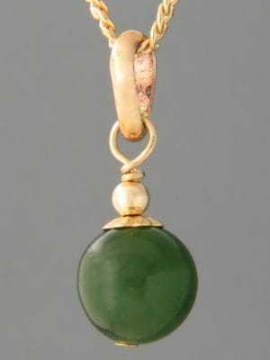 Jade Ball Pendant - 14ct Gold Filled - J368G