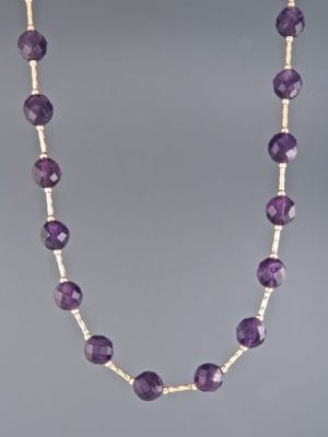 Amethyst Necklace - 8mm round facets with twist beads - A118