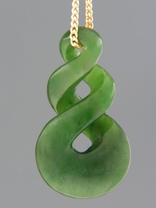 Jade Twist (large) Pendant - Gold - J404G