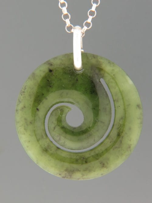 Jade Spiral (medium) Pendant - Sterling Silver - J405