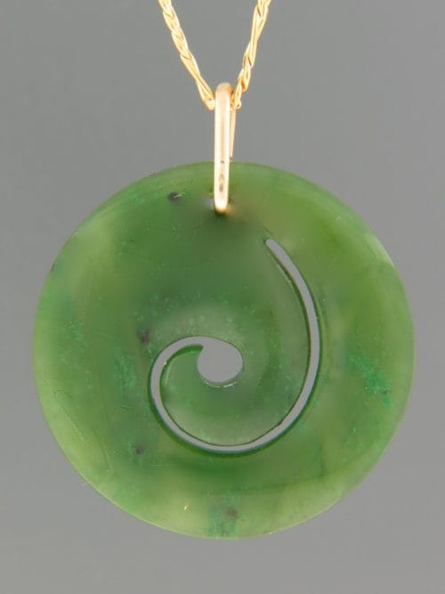 Jade Spiral (medium) Pendant - Gold - J405G