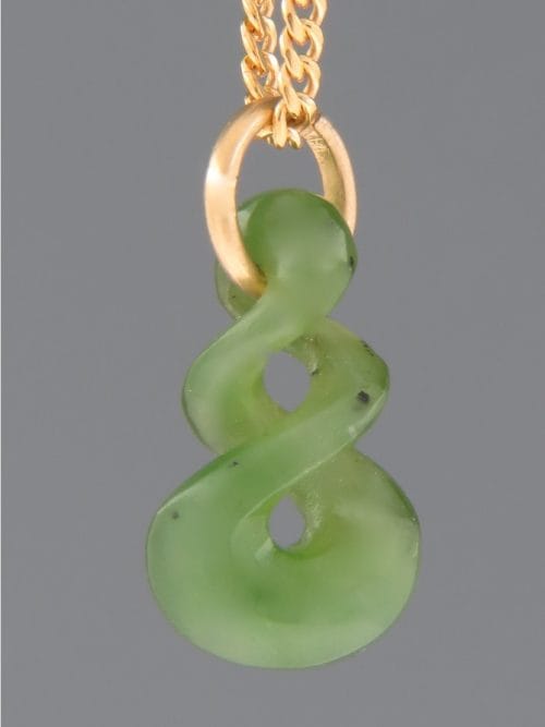Jade Pendant (small Twist) - 9ct Gold - J305G