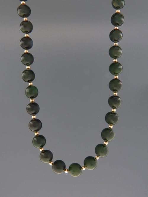 Jade Necklace - 10mm round stones with 3mm round beads - J040