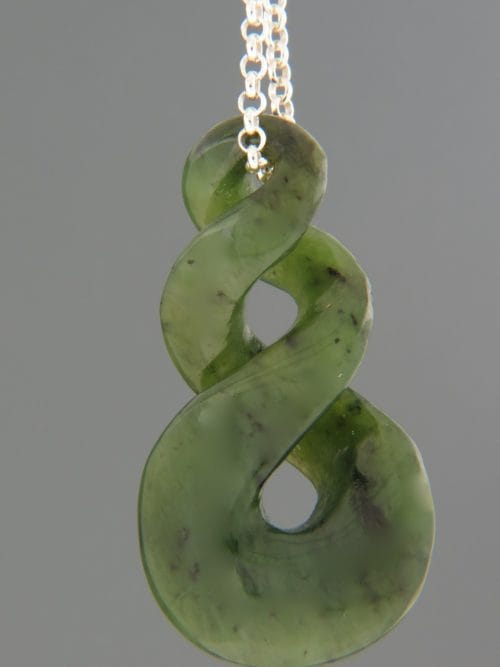 Jade Twist Pendant (large) - Sterling Silver - J404