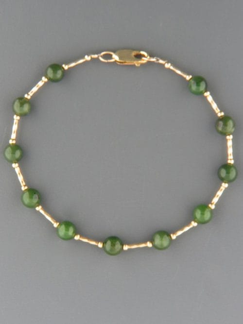Jade Bracelet - 6mm round stones with twist beads - J931