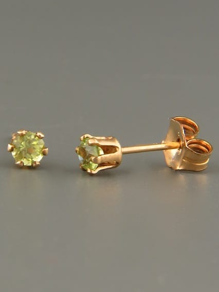 Peridot Earrings - Gold stud - 3mm stones - P503G