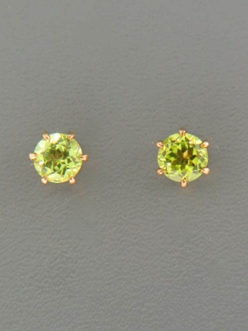 Peridot Earrings - Gold stud - 5mm stones - P505G