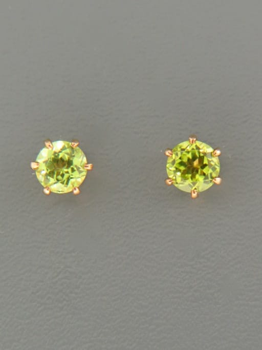Peridot Earrings - Gold stud - 5mm stones - P505G