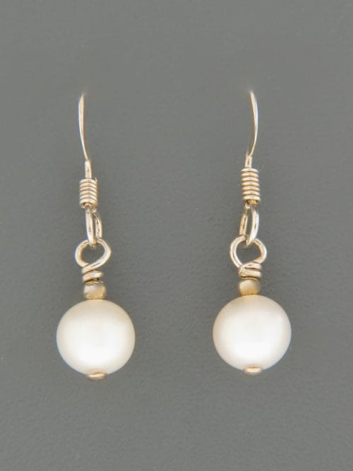 6mm White Pacific Pearl Earrings - Sterling Silver - YW6S