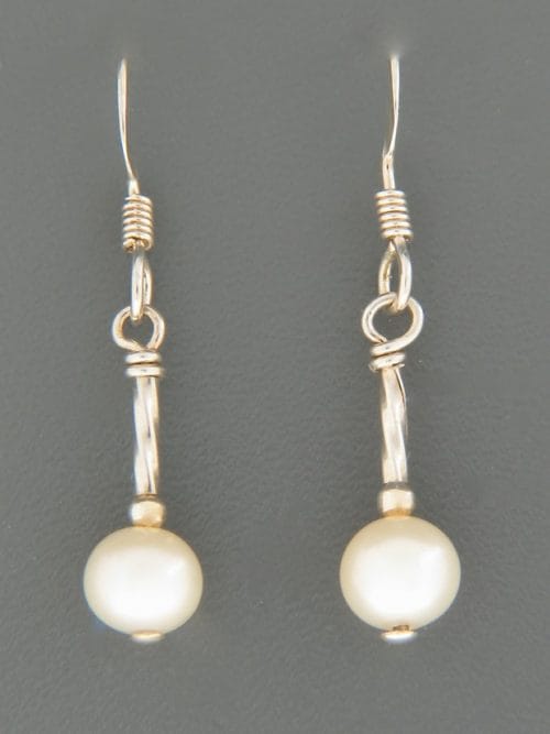 6mm White Pacific Pearl Earrings - Sterling Silver - YW6HS