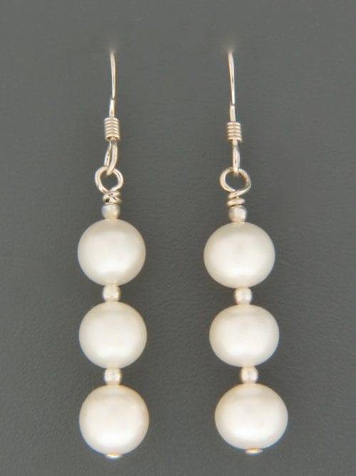 6mm White Pacific Pearl Earrings - Sterling Silver - YW63S
