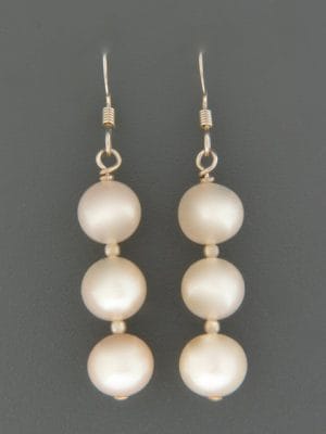 8mm White Pacific Pearl Earrings - Sterling Silver - YW83S
