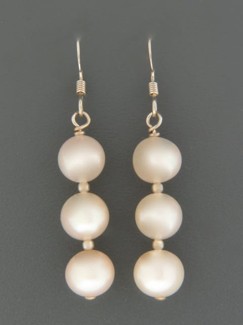 8mm White Pacific Pearl Earrings - Sterling Silver - YW83S